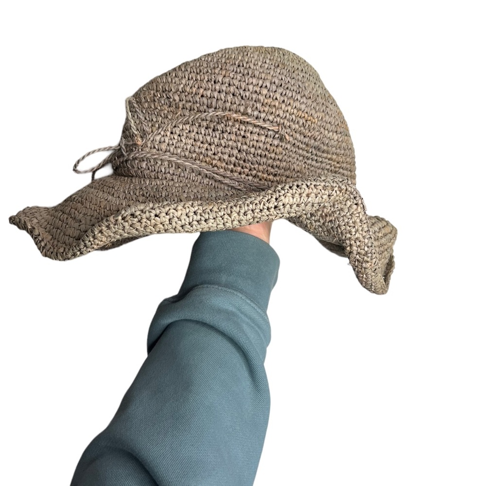 Allsaints Women’s Sz M/L Raffia Woven Floppy Brim Sun Hat